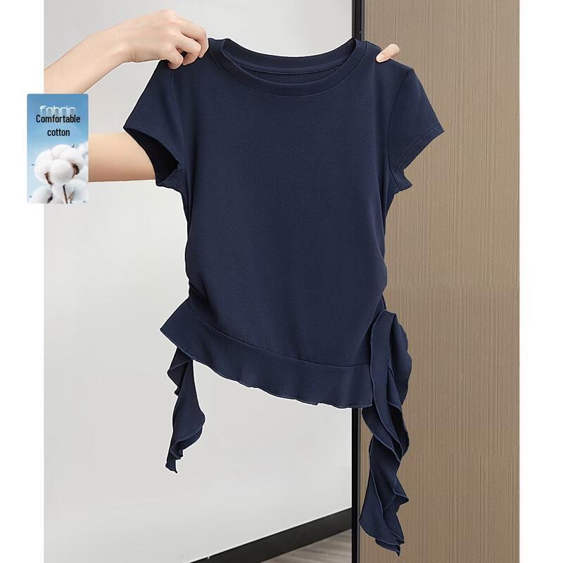 Women s Fashion Slim Fit T-shirt with Irregular Hem S