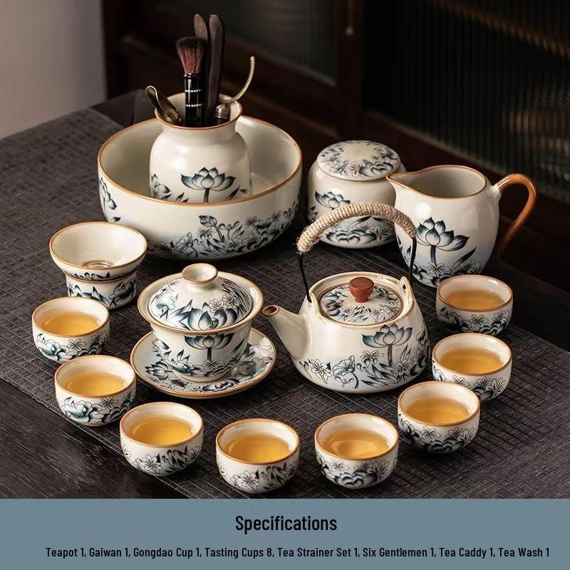 Chaxun Ru Kiln Lotus Ceramic Kung Fu Tea Set
