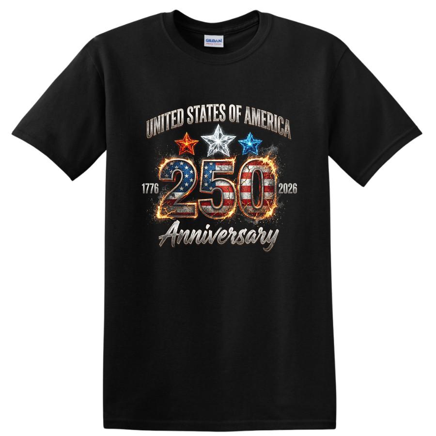 USA 250th Anniversary T Shirt Vintage Stars Red White Blue Tee 1776 2026 S