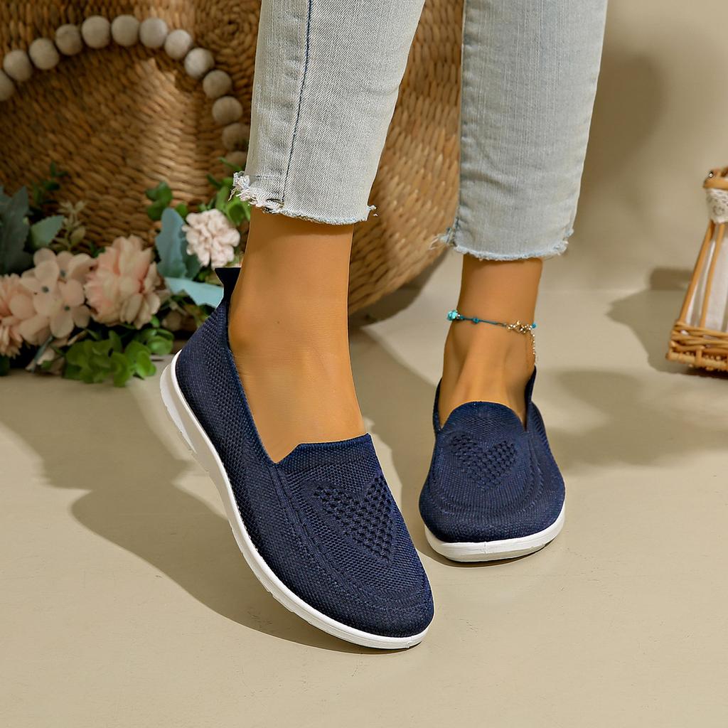 Frühling Sommer Neue Fliegenweberei Slip-On Schuhe Leichte Atmungsaktive Flache Loafer