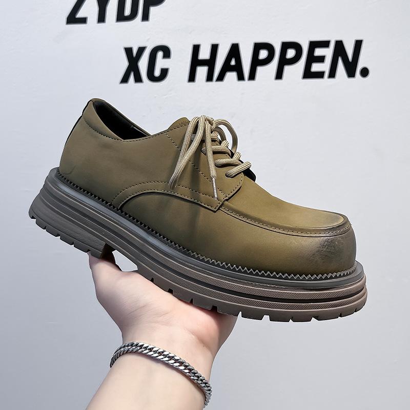Schnürschuhe kleine Lederschuhe Herren Britischer Stil Studenten Plateauschuhe 2024 neue College Slipper 44316-A