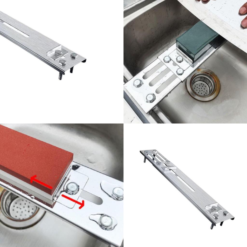 Versatile Non-slip Stainless Steel Sharpening Rack With Natural Sharpening Stone