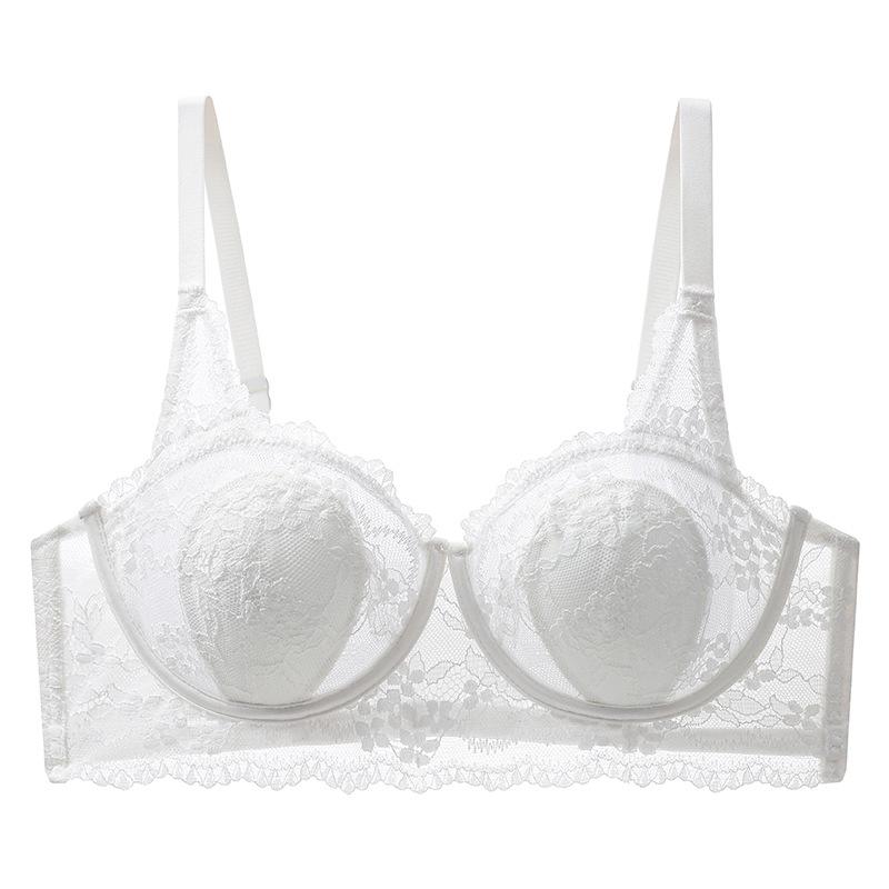 

Customized ultra-thin. CM rabbit ear lace, with steel ring temperature, half cup bra, breathable and beautiful back. 34/75bc through cup белый