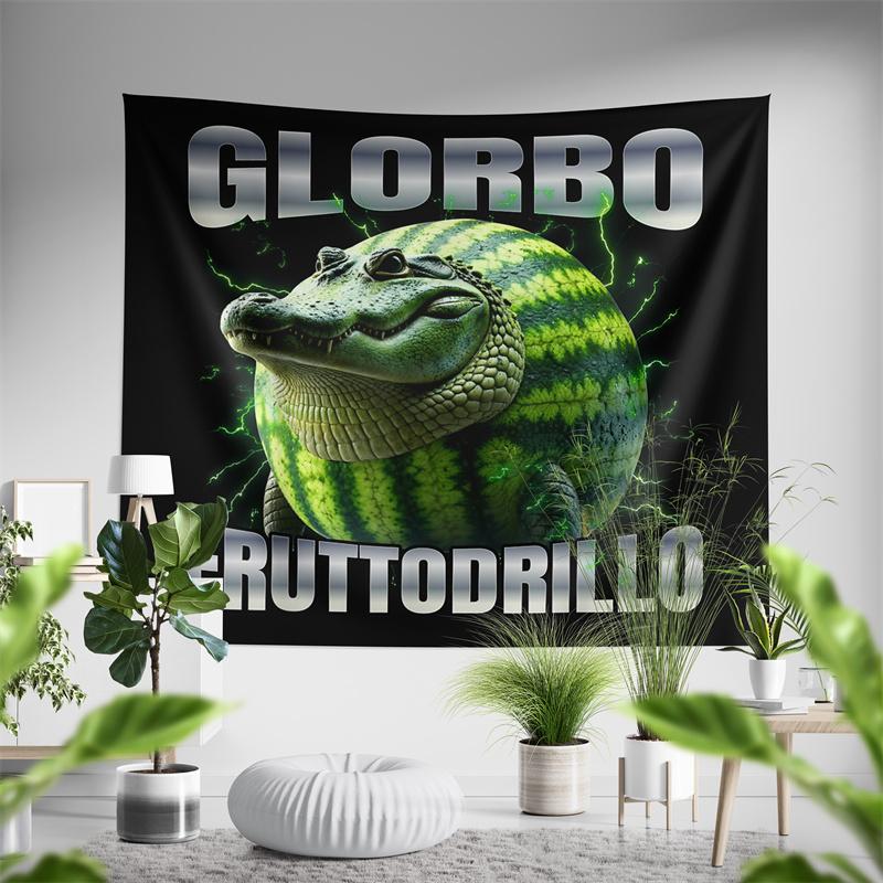 

Aertemisi Glorbo Fruttodrillo Italian Brainrot Funny Meme Tapestry Wall Hanging Art for Bedroom Living Room Decor Party Backdrop 74x94cm(29x37in)