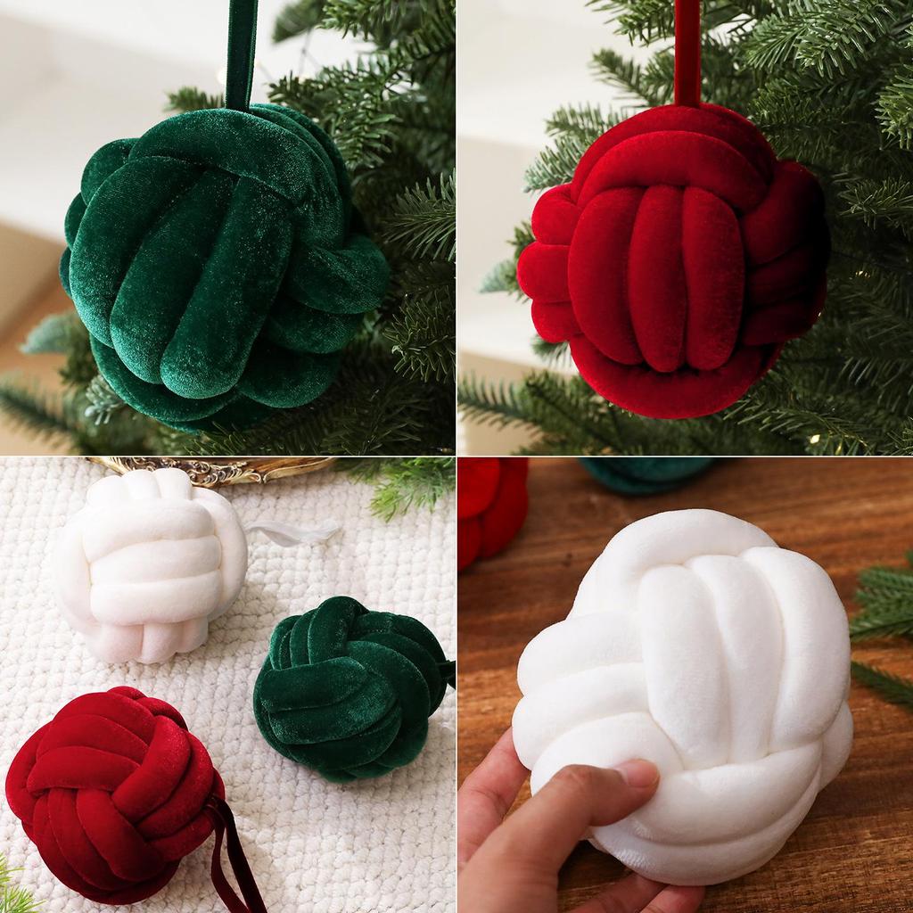Handmade Velvet Knot Christmas Ball Ornament - DIY Tree Decoration Pendant