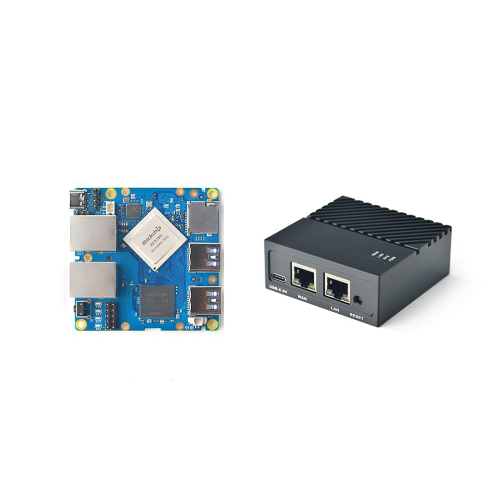 

FriendlyElec Nanopi R4S Mini Portable Travel Router OpenWRT, Dual Gbps Ethernet Ports 4GB LPDDR4, RK3399 Soc for IOT Base (4GB with Metal Case)