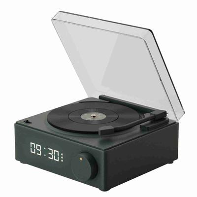 Forgó bakelit lemez ébresztőóra hangszóró Retro 360 fokos sztereó vezeték nélküli óra Bluetooth hangszóró