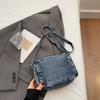 Classic Denim Multi Pocket Casual Small Shoulder Bag With Adjustable Shoulder Straps Zero Wallet Solid Color Fun Crossbody Bag
