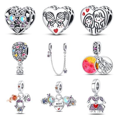 Gör-det-själv Smyckestillbehör Koppar Silverplätering, Söta Systrar Serie Systerkärlek Pärlhänge