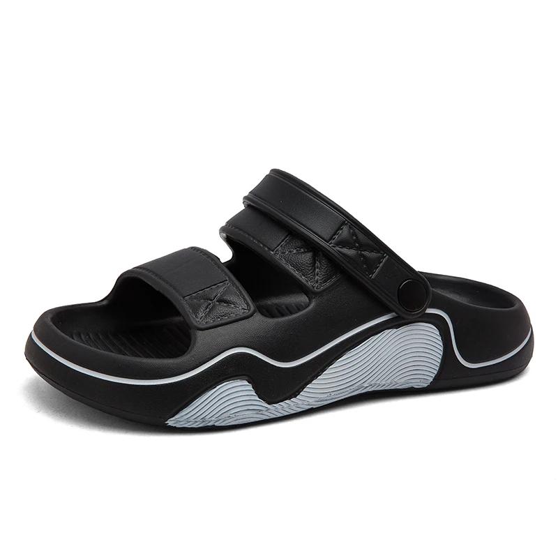 

Тапочки для мужской летней уличной носки Новые Противоскользящие и Защищающие от запаха Мягкая подошва Спортивные Мужские Сандалии и Тапочки Двойного назначения для Пляжа 38-39 серый