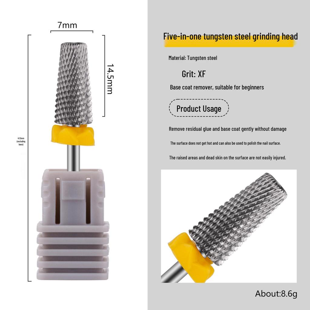 Russian Style Manicure Set: Tungsten Steel Grinding Heads for Gel Removal, Nail Carving, Grinding, and Cuticle Care.
