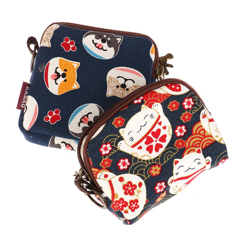 1Pc Retro Mini Bag Women Coin Purses Cute Cartoon Short Wallet Purse Card Bag