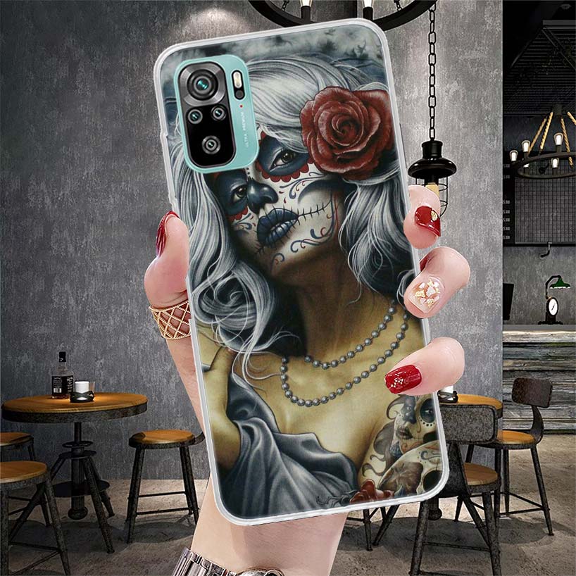 

Catrina Beautiful Rose Girl Skull Soft Phone Case For Xiaomi Redmi Note 15 14 14S 13 12 Pro Plus 12S 11 11S 11E 10 10S 11T 5G Fu Note 12 Pro Plus