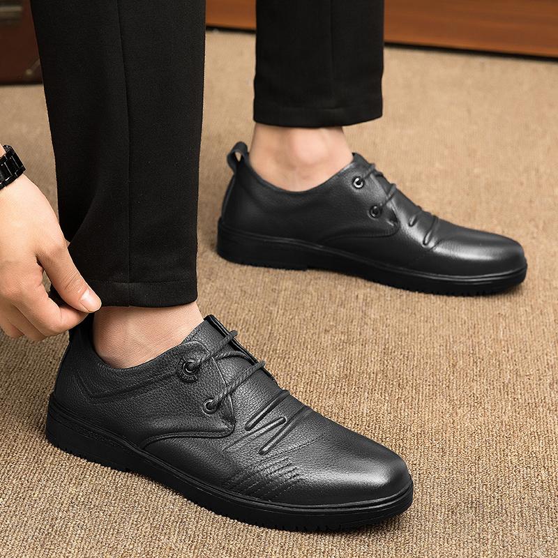 Hot Sale Men Genuine Leather New Business Shoes38-48 Soft Anti-slip Rubber Office Loafers Man Casual Leather Business Soft Shoes