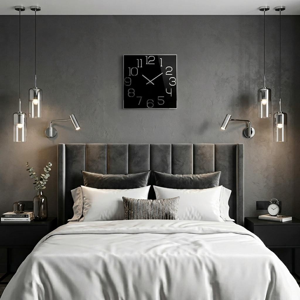 Large black digital wall clock 50cm