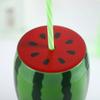 Watermelon Shaped Cup with Lid Straw Juice Durable Drinking Lovely Party Cold Water Bottle Creative Reusable Plastic Drinkware