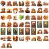50pcs Vintage Autumn Forest Animal Plant Stickers School Stationery Decals Notebook Luggage Phone Fridge Waterproof Stickers