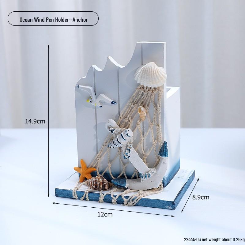 Ocean Style Mediterranean Desktop Wooden Jewelry and Candy Storage Box