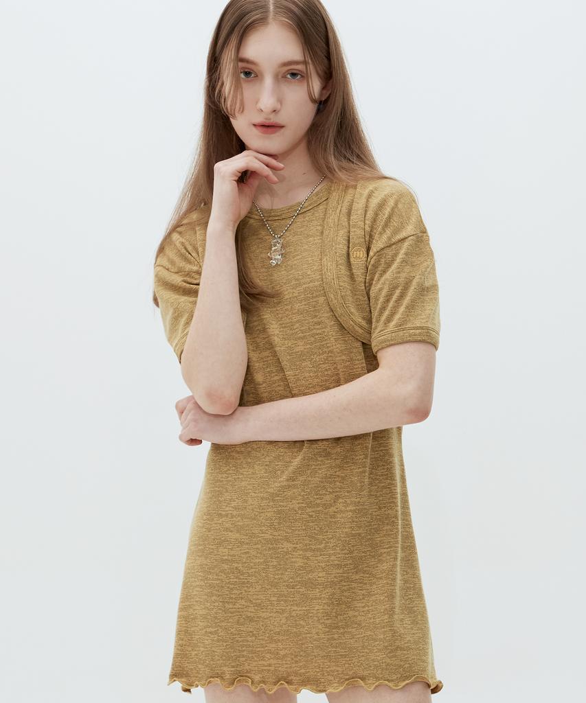 Matching Glove Bolero Set Dress (Yellow)