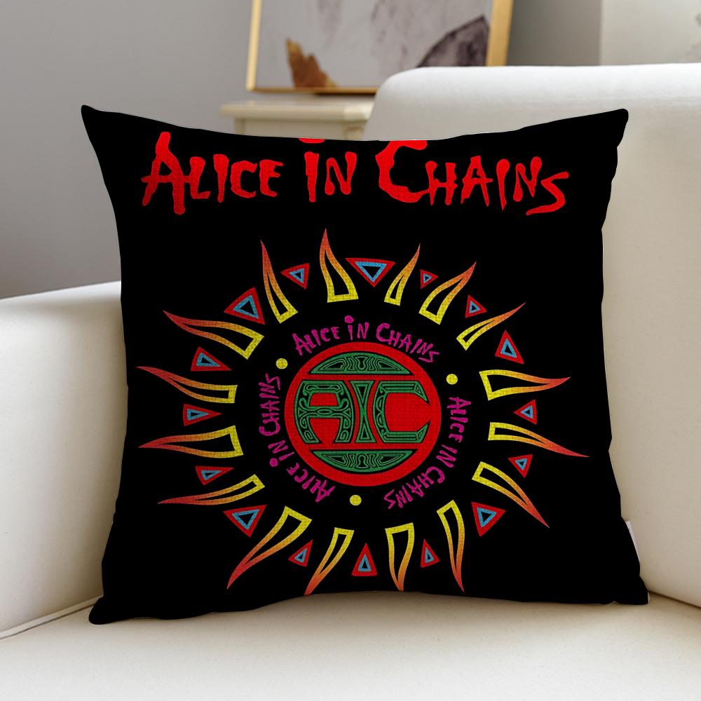 Grunge AAlice In ChainsS Cushion Cover Breathable and Skinfriendly Linen Pillowcase Square Removable and Washable Cushion