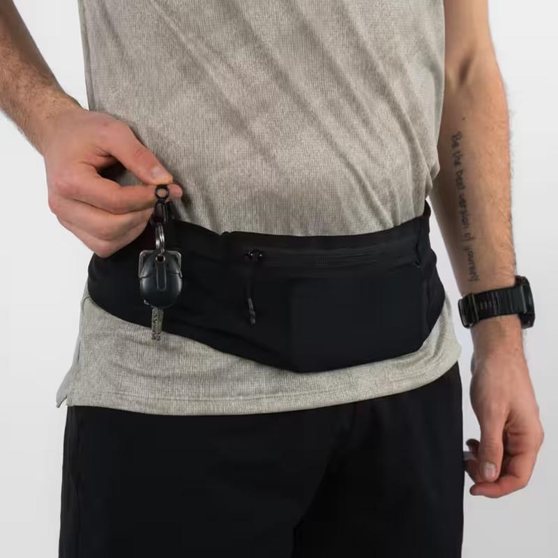 Decathlon Comfortable Lightweight Running Zipper Closure Outdoor Bag Polyester Black Unisex Couple Model