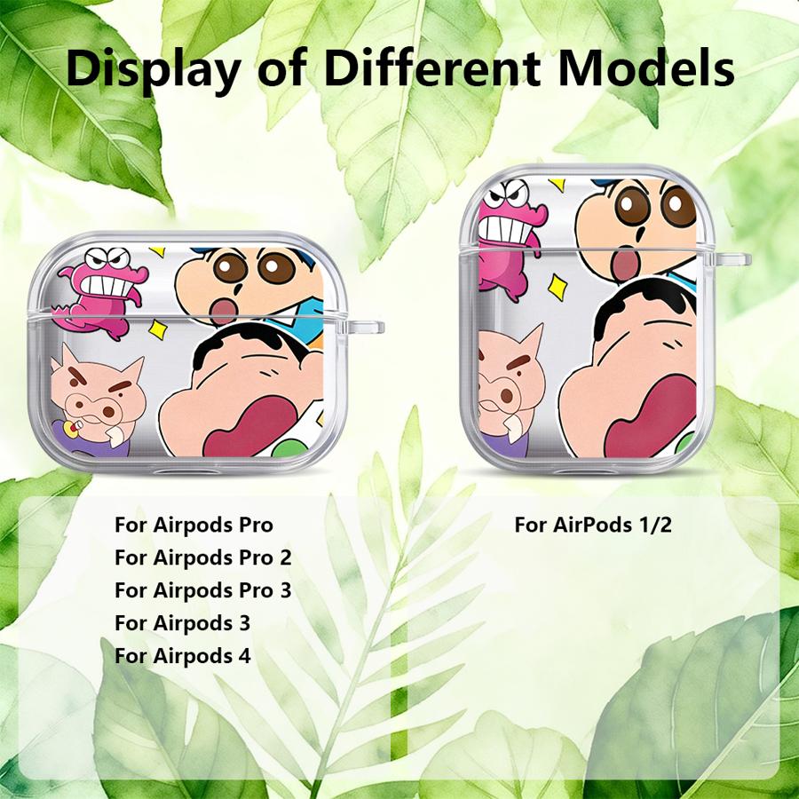 Case For Airpods 1 4 2 Pro2 3 Pro3 Pro Clear Earphone Cases Cover Cartoon Crayons Shinchan