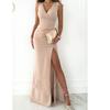 Dress V Neck Slim Fit High Slit Dress Vest