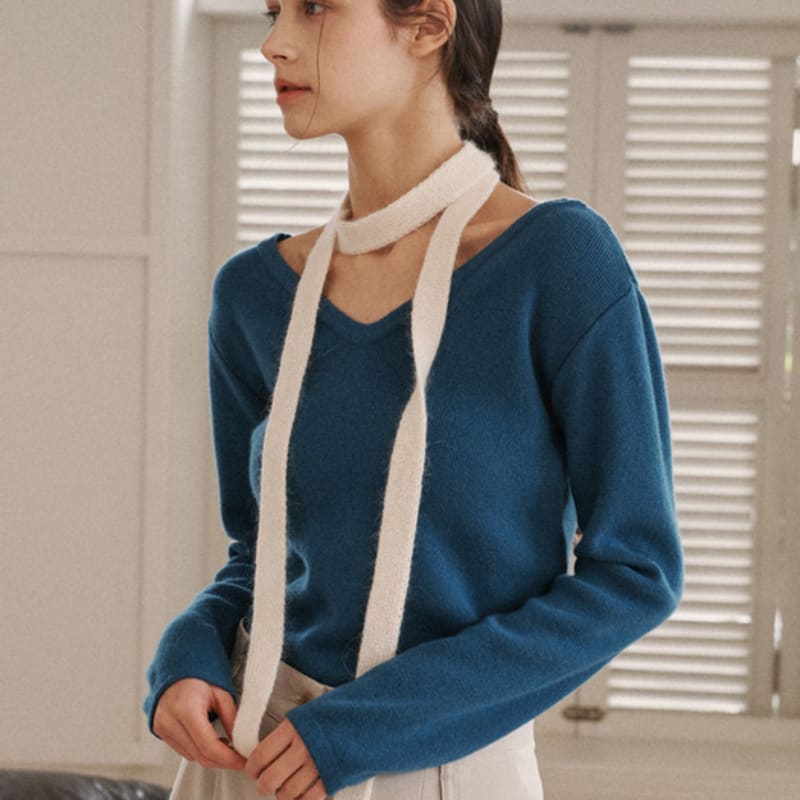 

OR angora multi knit tie - 5 colors BLACK_ONE