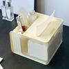 Multifunctional Tissue Box Multi Compartment Facial Tissue Organizer with Phone Mount for Bathroom Kitchen Cream Color