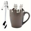 1 unidad de Cuchara de Café de Acero Inoxidable Forma de Gato Encantadora y Linda Cucharilla Recogedor de Postre y Bocadillo Mini Cucharas para Helado Vajilla
