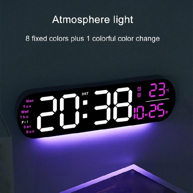Large Digital Wall Clock Temperature Date Week Timing Lightsensing