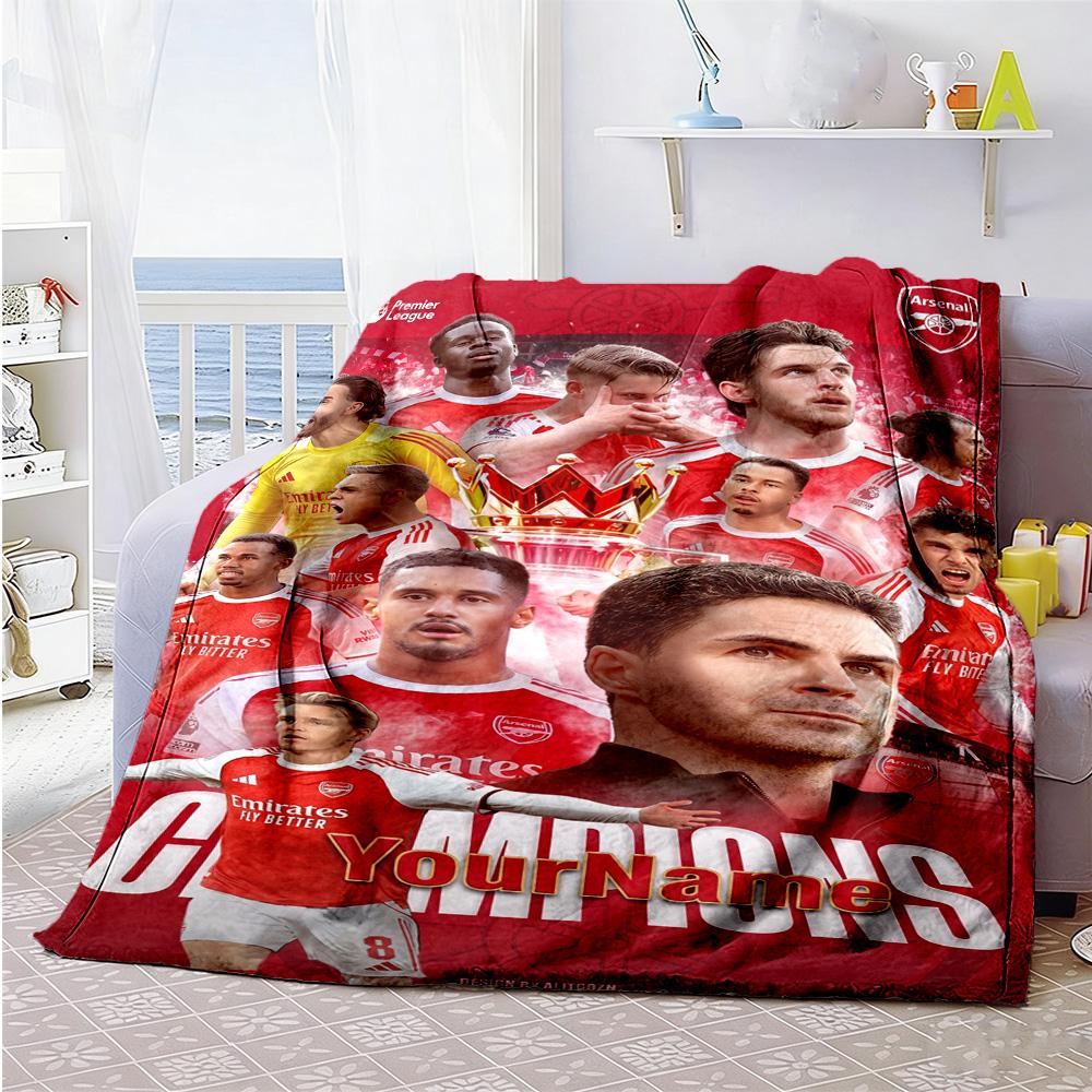 Arsenal Personalized Name Blanket Cozy Personalized Blanket Ultra-Soft Great for Office Couch Chair Sofa All-Season Use