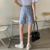 Denim Dreiviertelhosen Weitbeinige Hosen für Frauen Im Sommer Neu Koreanisch Hochtailliert Locker Lässig Gerade Damen Shorts