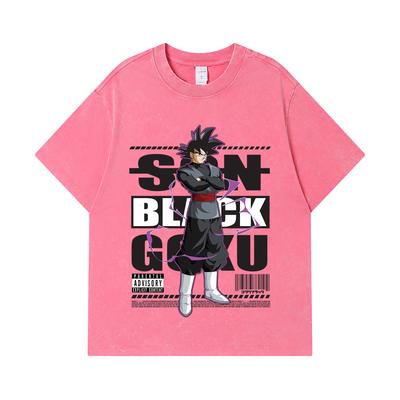 275 GSM Washed T-shirts 100% Cotton Dragon Ball V16 Black Goku Print Unisex Heavy Cotton T Shirt