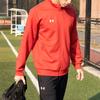 Under Armour Solid Color Stand Collar Zip Sports Knit Jacket Men Jackets Red 22500409-600