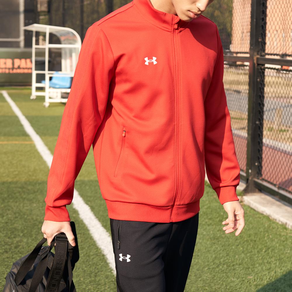 Under Armour Solid Color Stand Collar Zip Sports Knit Jacket Men Jackets Red 22500409-600