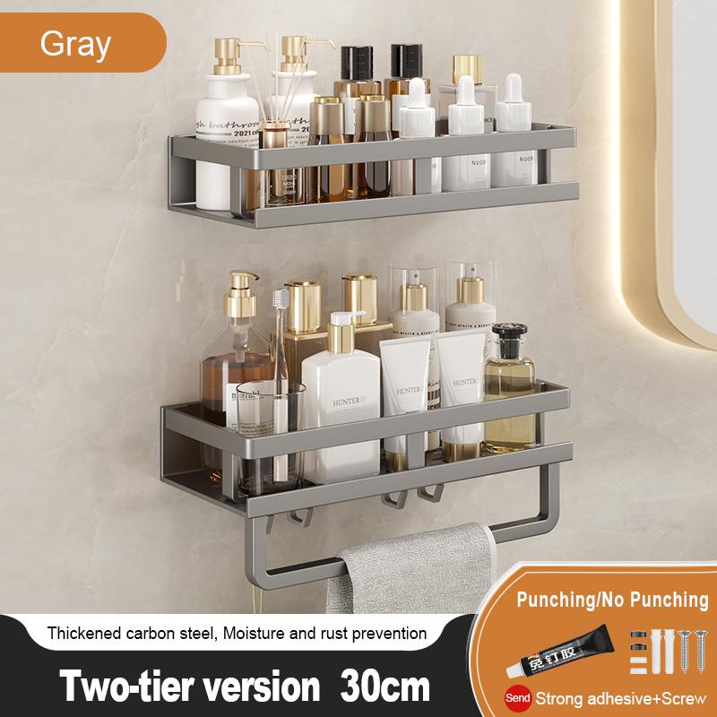 

Стеллаж для хранения в ванной комнате, неперфорированный настенный держатель для полотенец, стеллаж для хранения косметики для умывальника из кованого железа