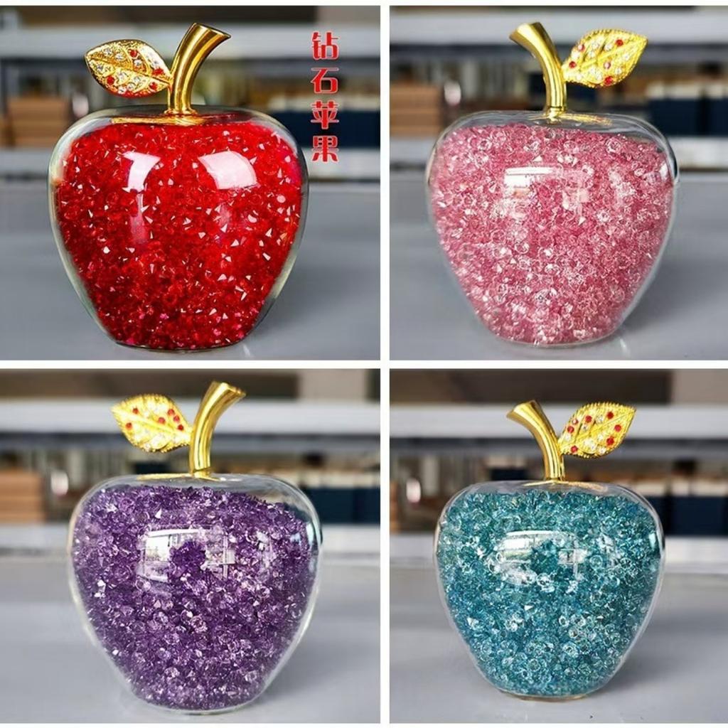 Colorful Crystal Craft Apple Statue Glitter Glass Crystal Home Decor Christmas Eve Ornaments Gift Christmas Eve Ornaments Home