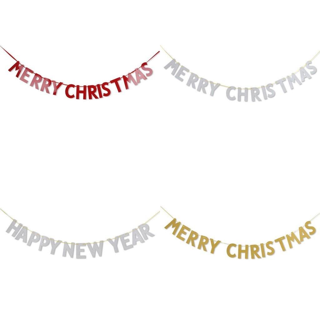 Reusable Merry Christmas Happy New Year Banner For Party Home Decoration
