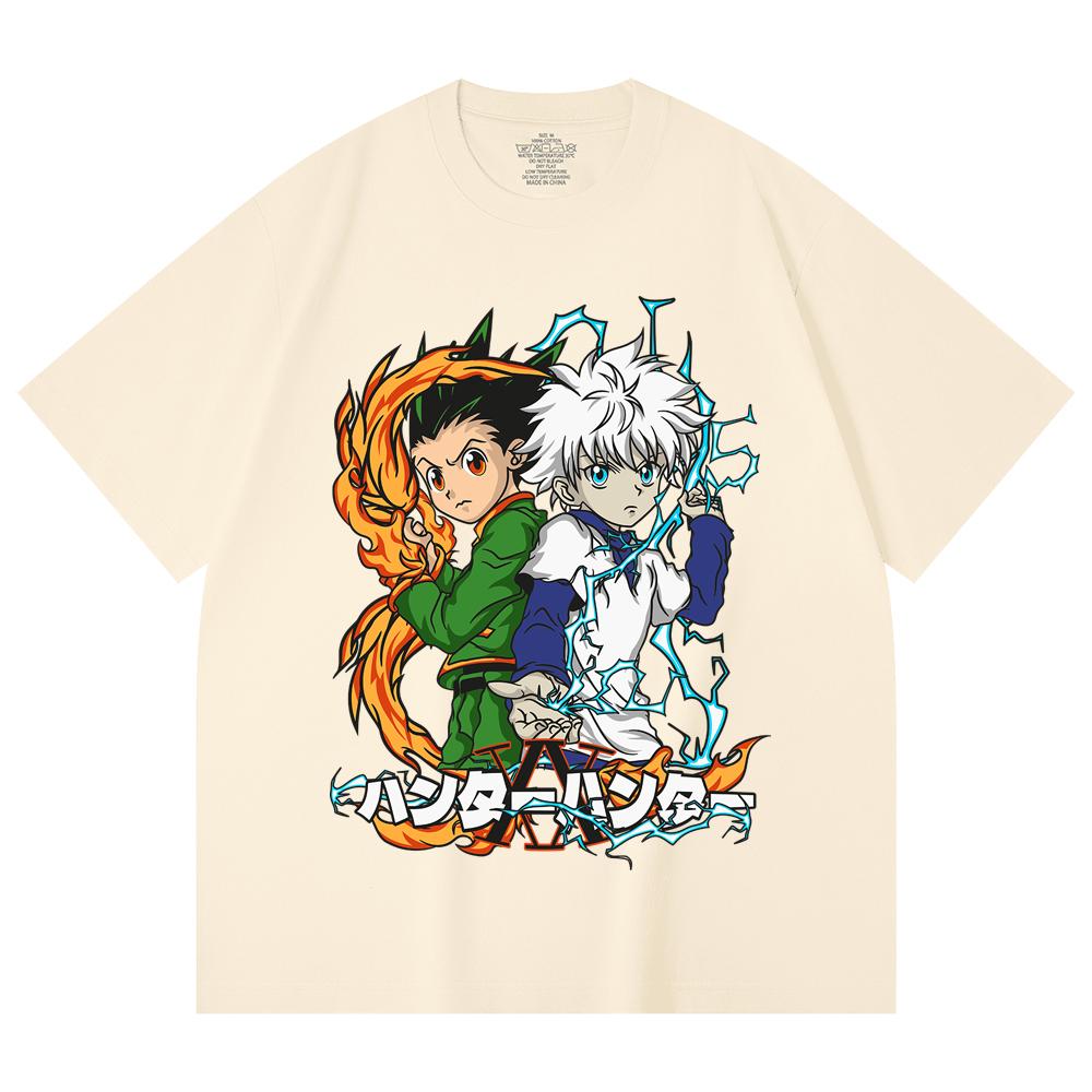 230 Gsm 100% Cotton HXH V7 Gon Killua Print Unisex Heavy Cotton T Shirt