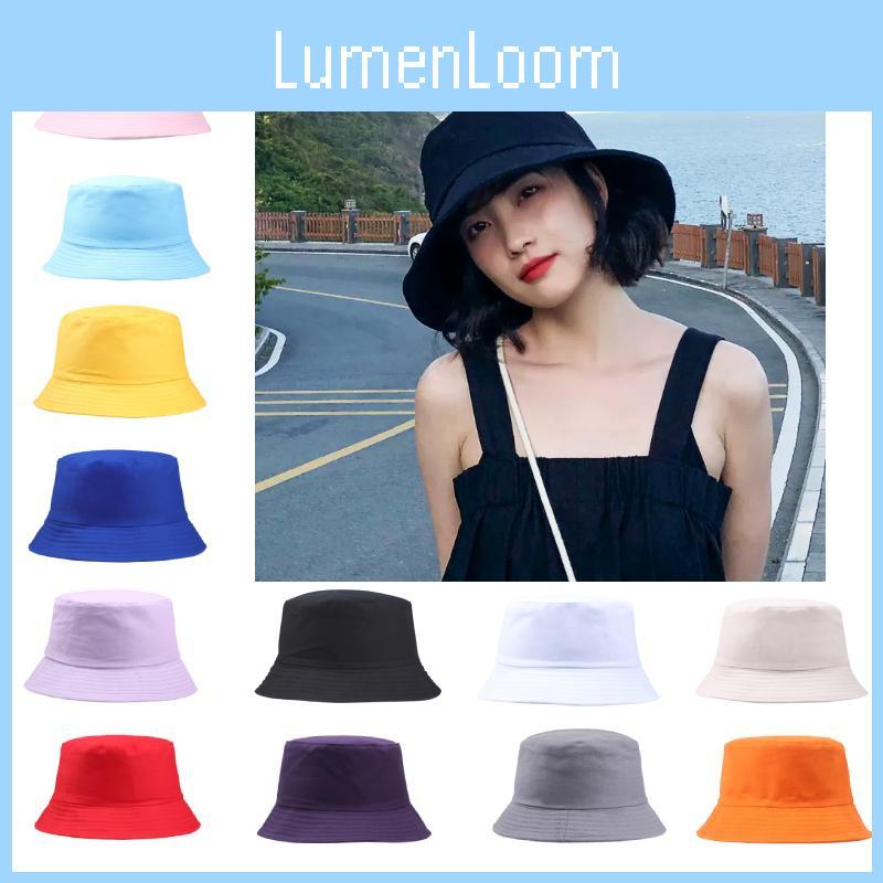 Hwcap Pure Cotton Solid Color Fisherman Hat With Embroidered Logo, Portable Bucket Hat For Sun Protection