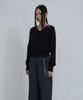 Uusoo Deep V-Neck Cotton Sweater_ Black
