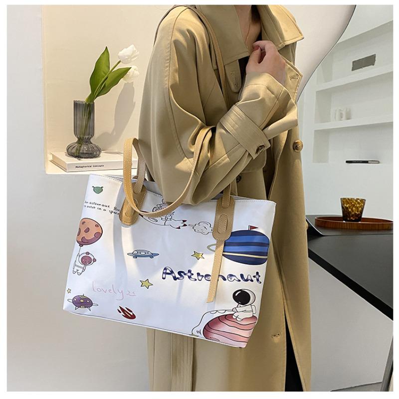 Cute Graffiti Print Tote Bag for Women Fashion Large Capacity Shoulder Handbag KTB