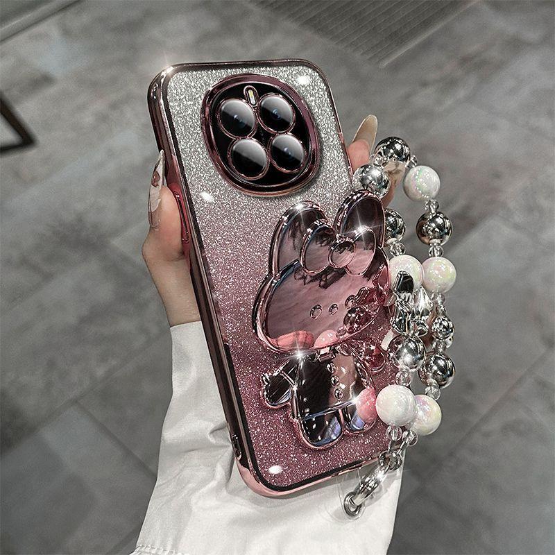 Niedliches Kaninchen Make-up Spiegel Ständer Hülle für Magic 7 Lite 6 5 Pro Magic7 Pro Honor X9A/B X9C X7A/B C Luxus Armband Schutzhülle