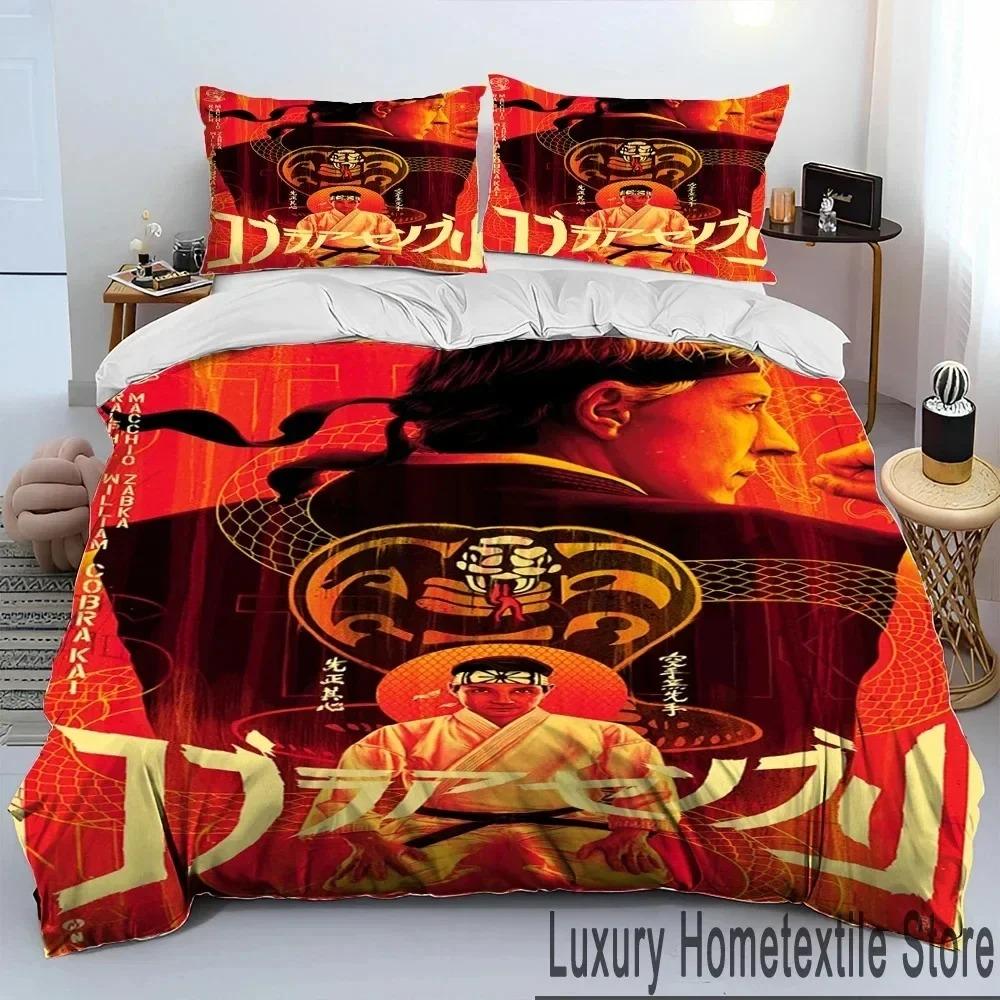 3D Cobra Kai Amanda TV Karate Bettdecken-Set, Bettbezug, Bettset, Steppdecke, Kissenbezug, King-Queen-Size-Bettwäsche-Set für Kinder