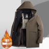 Dad's Winter Fleece-Lined Cotton Coat with Detachable Hood for Middle-Aged and Elderly Men - Thickened and Warm.