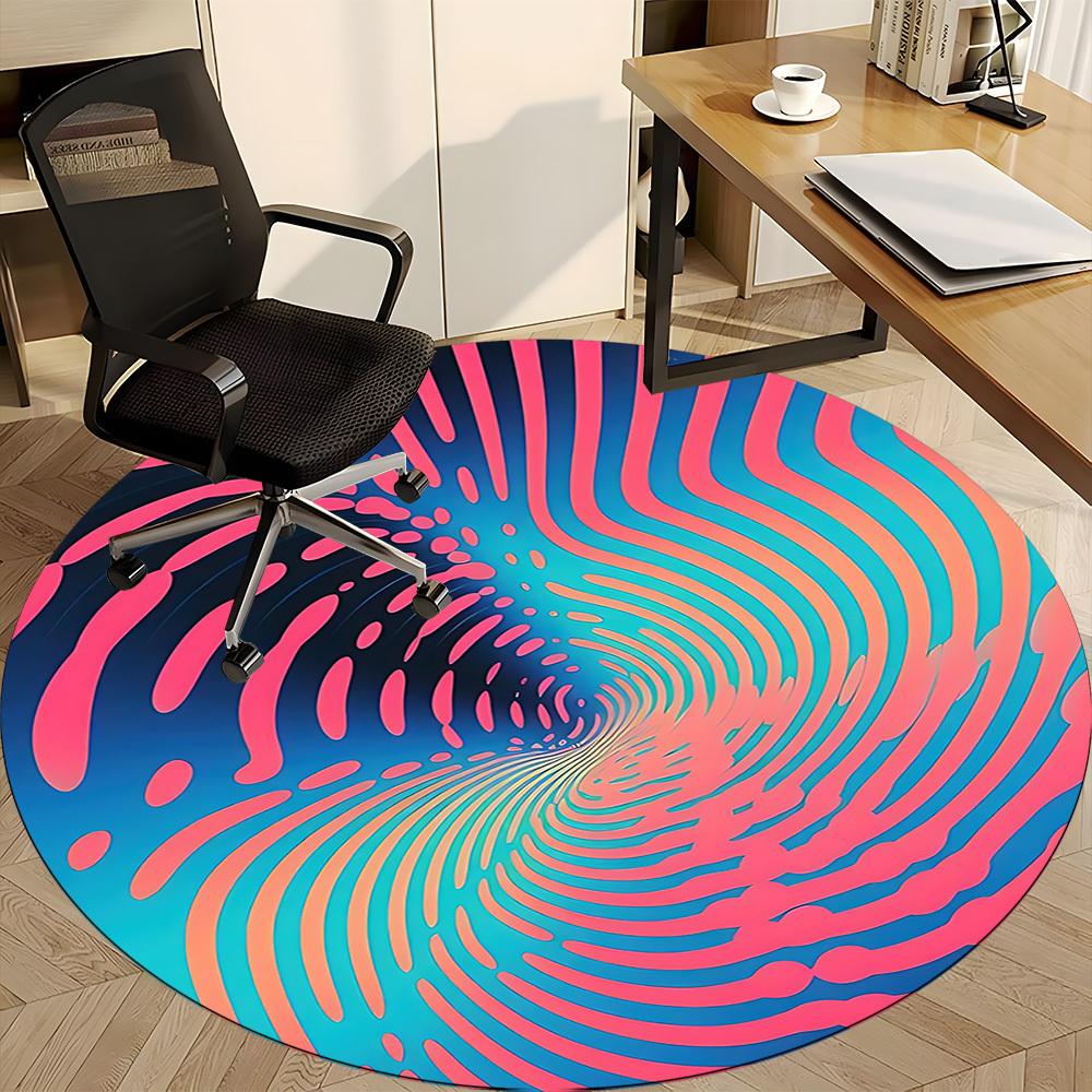 1pc Vortex Waves Office Round Area Rug,  Mat Suitable ForOffice, Under Office Chairs Bedroom Living Room Home Decor, Room Deco