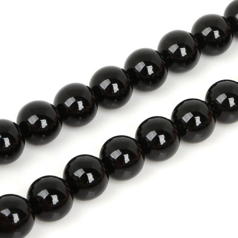 Black Onyx Agate Beads DIY Handmade Natural Stone For Jewelry Making Round Shape 3/4/6/8/10mm