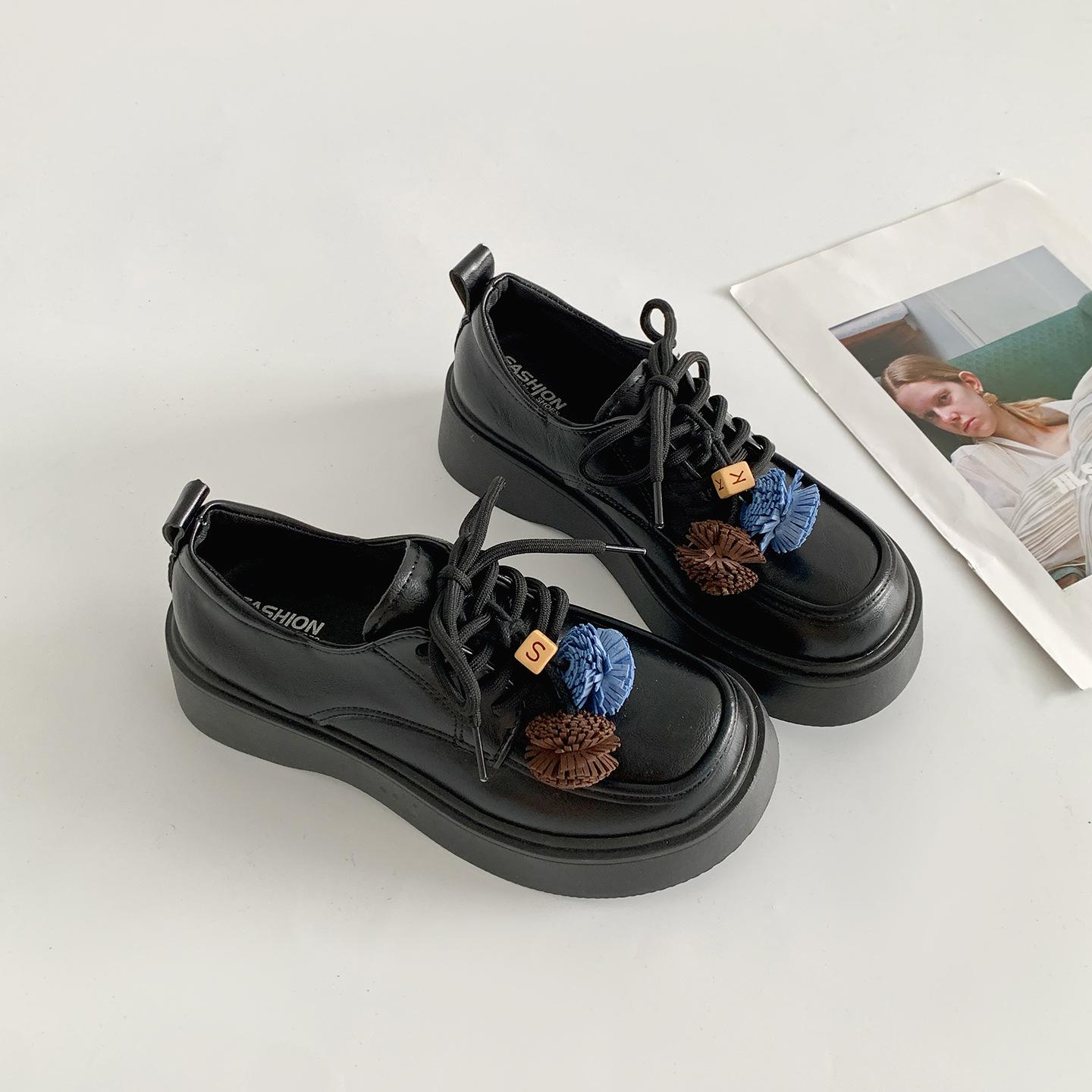 

Коричневые туфли на платформе в британском стиле, женские, новые осень 2025, универсальные, высококлассные, на мягкой подошве, лоферы, увеличивающие рост 35 чёрный