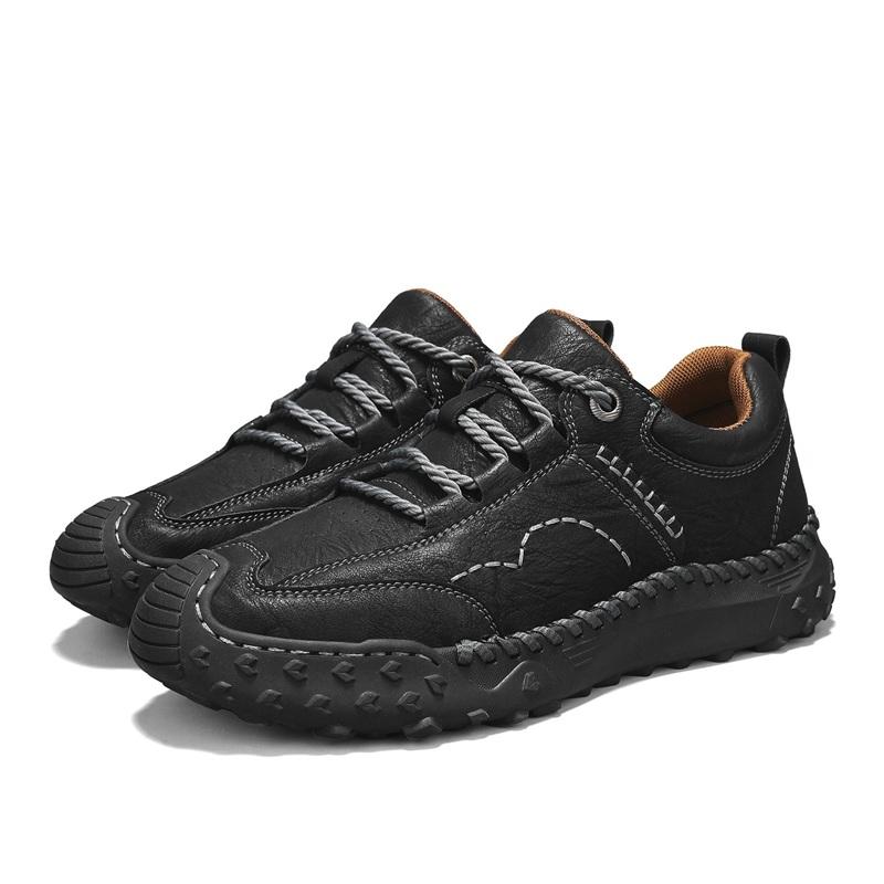 Men's Leather Casual Shoes Handmade Soft Working Shoes Leather Ankle Boots Large Size Driving Moccasins Shoes